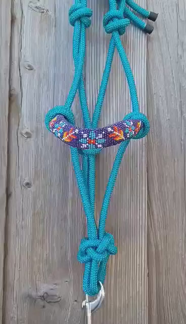 Zephyr Flower Arrow Beaded Rope Horse and Pony Halters with Lead