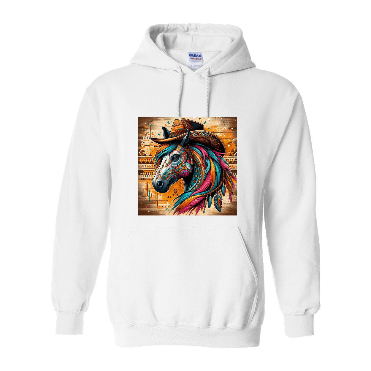 Tribal Horse Cowboy Gus Pull Over Front Pocket Hoodies