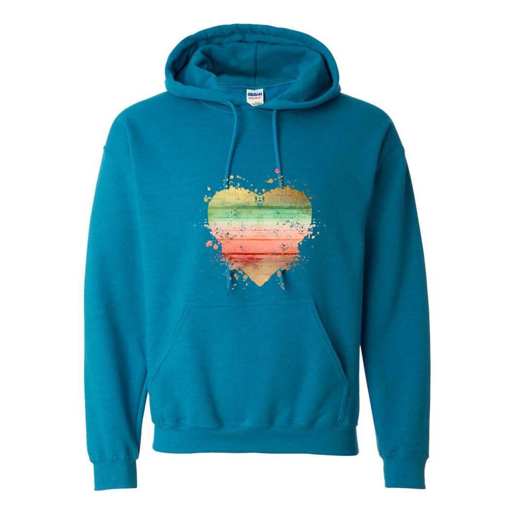 Cowgirl Roots™  Wood Splash Heart Pull Over Front Pocket Hoodies