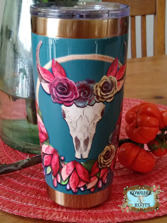 Cowgirl Roots™  Tumbler 20oz Steer into Fall, Stainless Steel Insulated Hot and Cold Mug