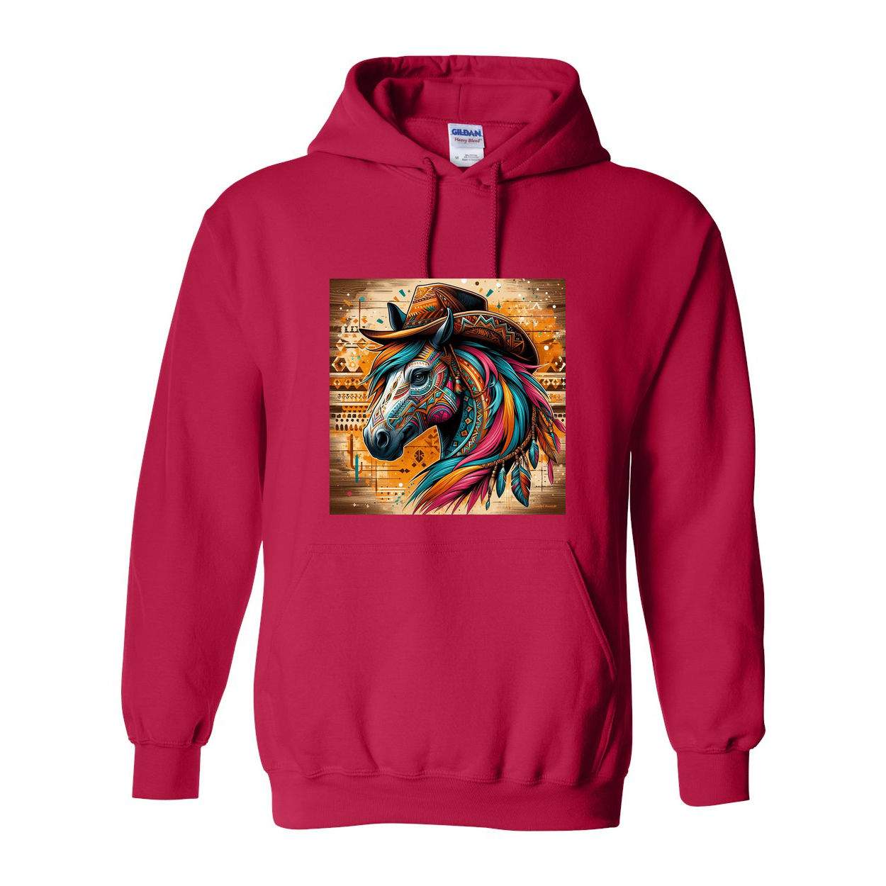 Tribal Horse Cowboy Gus Pull Over Front Pocket Hoodies