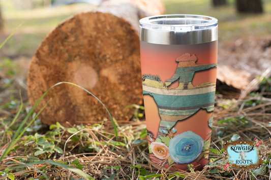 Cowgirl Roots™ Tumbler 20oz Bucking Bronc, Stainless Steel Insulated Hot and Cold Mug