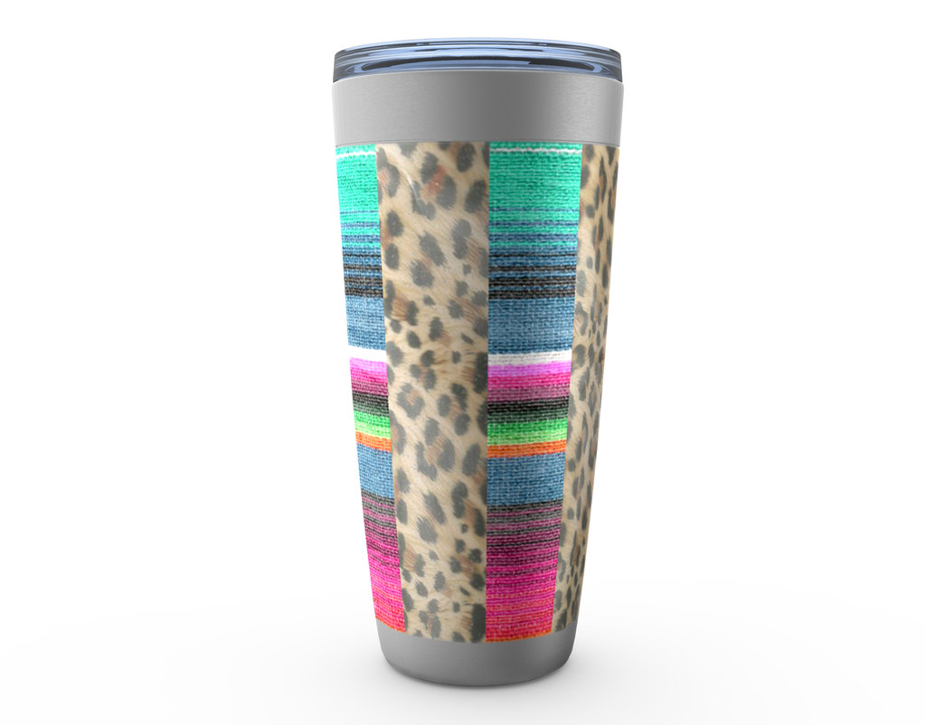 Cowgirl Roots™ Tumbler 20oz Leopard Print and Serape Stainless Steel Insulated Hot and Cold Mug