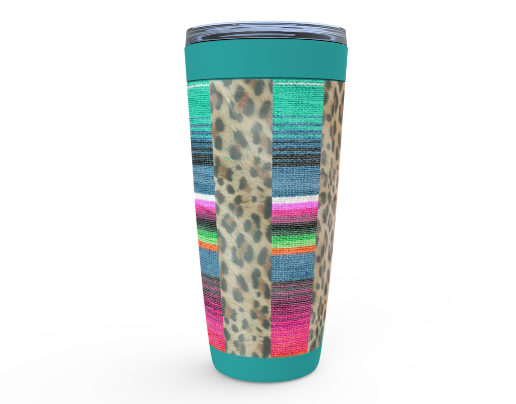 Cowgirl Roots™ Tumbler 20oz Leopard Print and Serape Stainless Steel Insulated Hot and Cold Mug