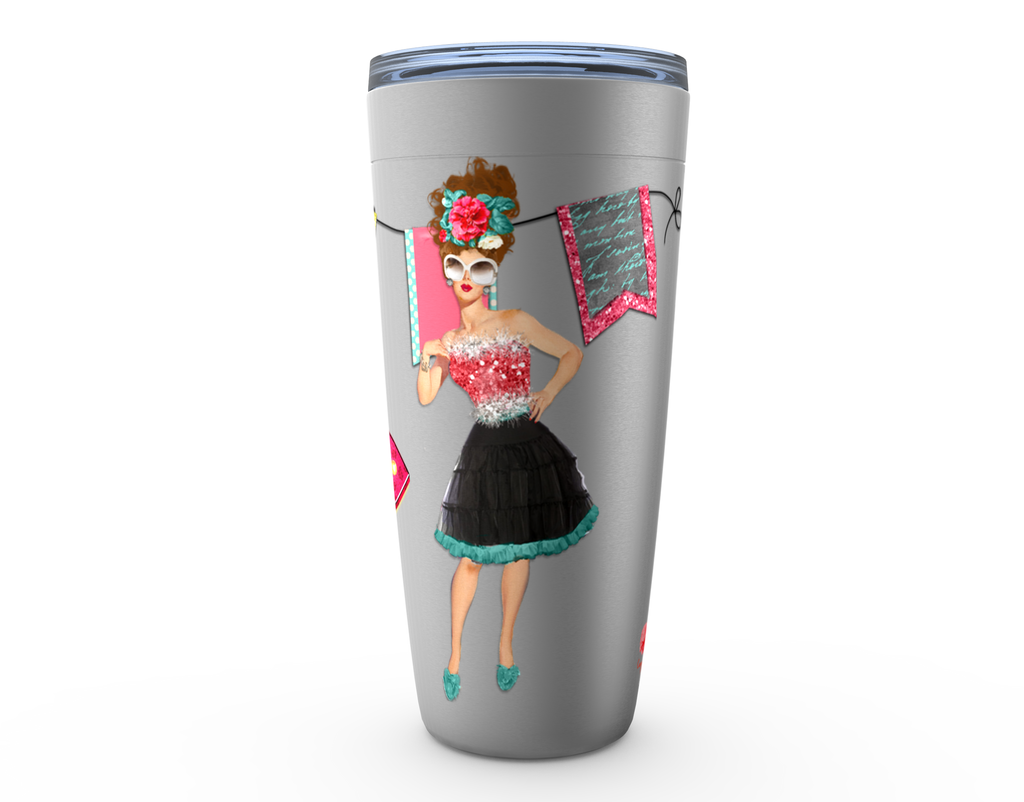 Cowgirl Roots™ Tumbler 20oz Sassy Girl Vintage Style, Pin Up, Stainless Steel Insulated Hot and Cold Mug
