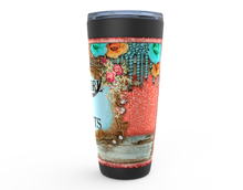 Load image into Gallery viewer, Cowgirl Roots™  Tumbler 20oz Bling, Steer Head and Roses, Logo, Western Cowgirl, Stainless Steel Insulated Hot and Cold Mug
