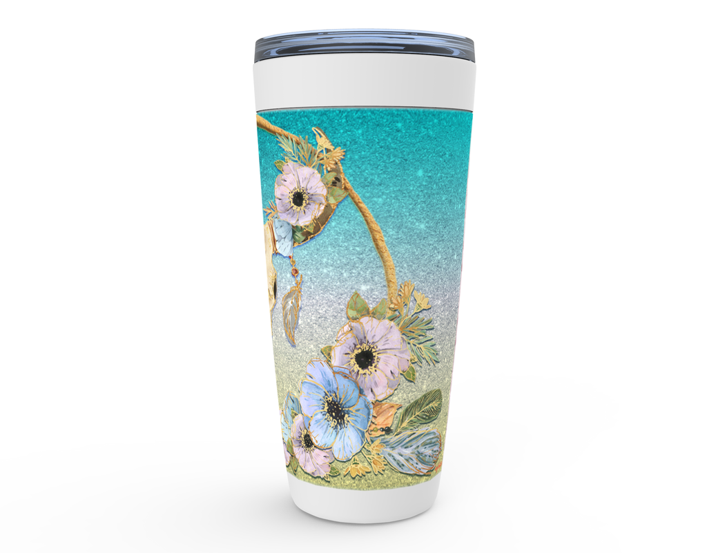 Cowgirl Roots™ Tumbler 20oz Bohemian Longhorn, Stainless Steel Insulated Hot and Cold Mug