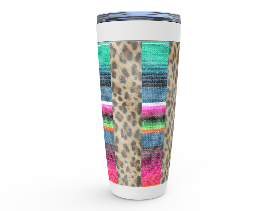 Cowgirl Roots™ Tumbler 20oz Leopard Print and Serape Stainless Steel Insulated Hot and Cold Mug