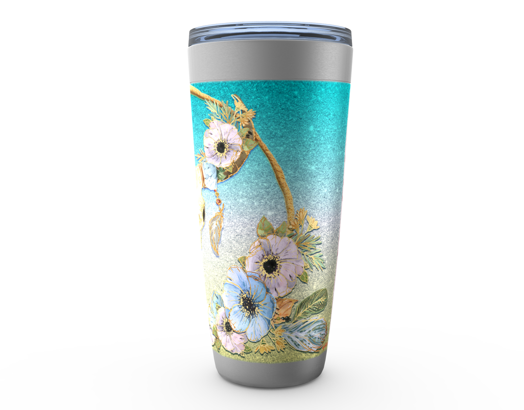 Cowgirl Roots™ Tumbler 20oz Bohemian Longhorn, Stainless Steel Insulated Hot and Cold Mug