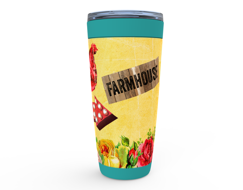 Cowgirl Roots™ Tumbler 20oz Good Cluck'n Morning, Chicken, Rose, Stainless Steel Insulated Hot and Cold Mug