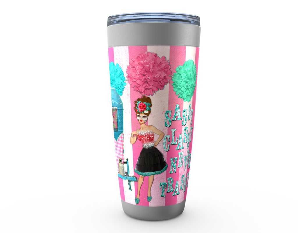 20oz Sassy Classy Never Trashy Stainless Steel Hot or Cold Travel Tumbler Mugs