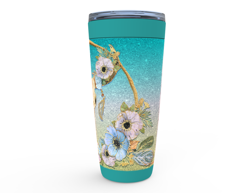 Cowgirl Roots™ Tumbler 20oz Bohemian Longhorn, Stainless Steel Insulated Hot and Cold Mug