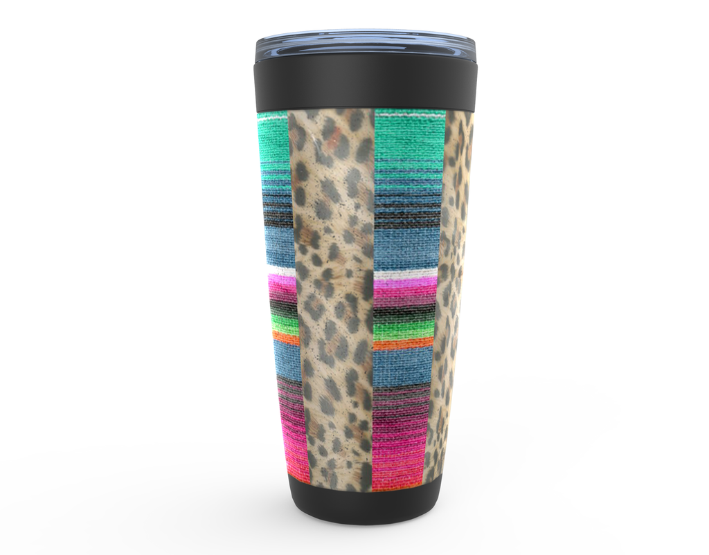 Cowgirl Roots™ Tumbler 20oz Leopard Print and Serape Stainless Steel Insulated Hot and Cold Mug